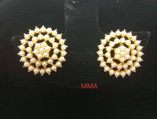 Premium quality one gram gold big Pearl stud