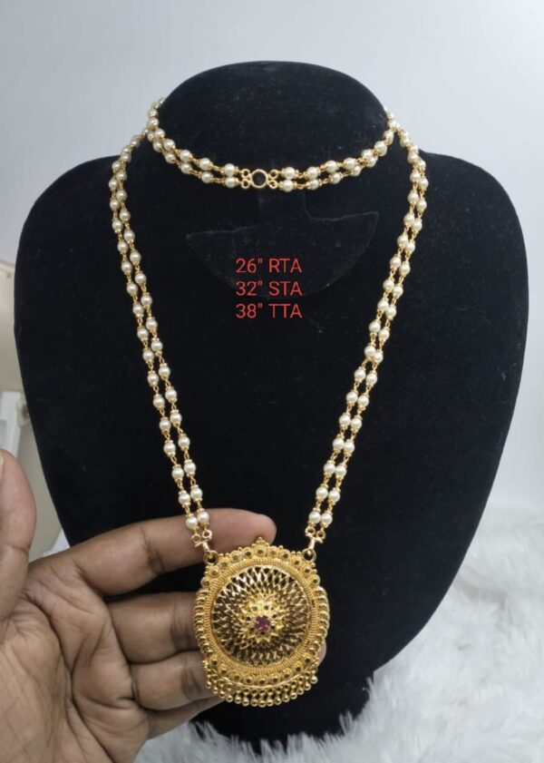 Premium quality One gram gold plated Pearl chain with golden pendent