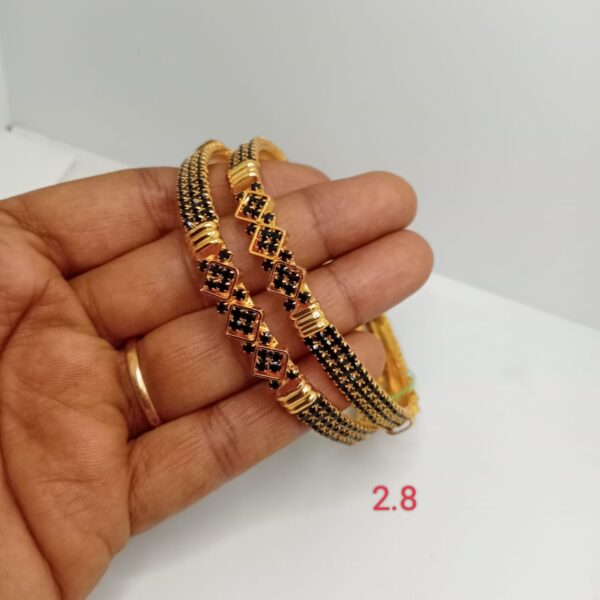 Premium quality one gram gold black AD stone bangles - Image 3