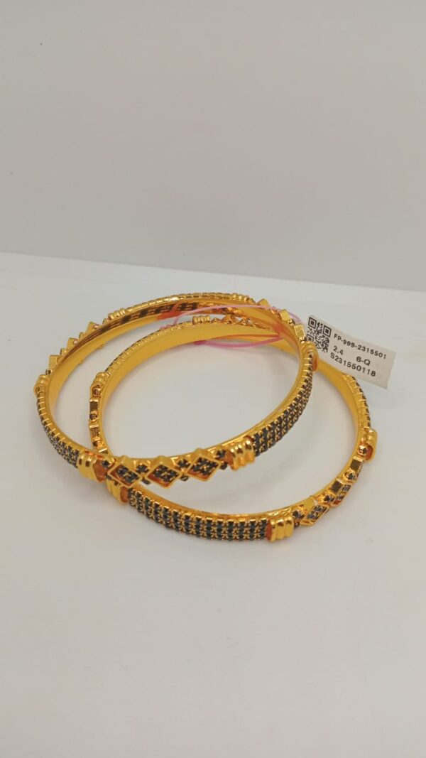 Premium quality one gram gold black AD stone bangles - Image 4