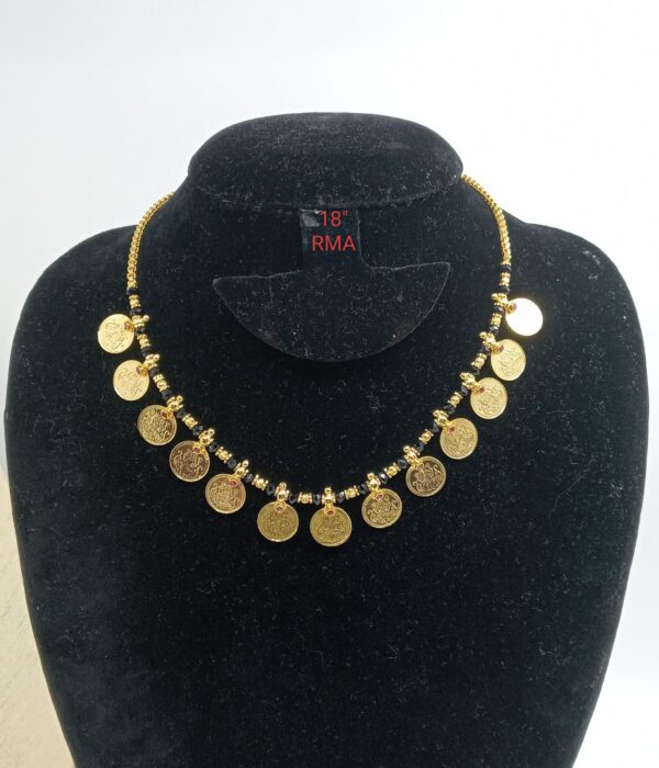 Premium quality One gram gold black beads coin necklace