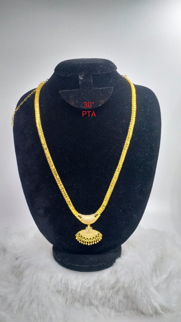 One gram long necklace with white stone pendent