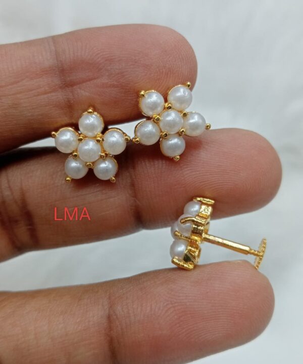 Premium quality One gram gold pearl stud