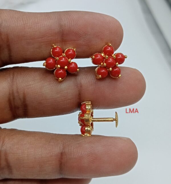 Premium quality One gram gold coral stud
