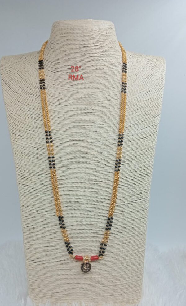Premium quality One gram gold 28 inch double line Karimani with thali