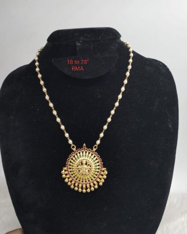 Premium quality One gram gold single line Pearl chain with laxmi pendent