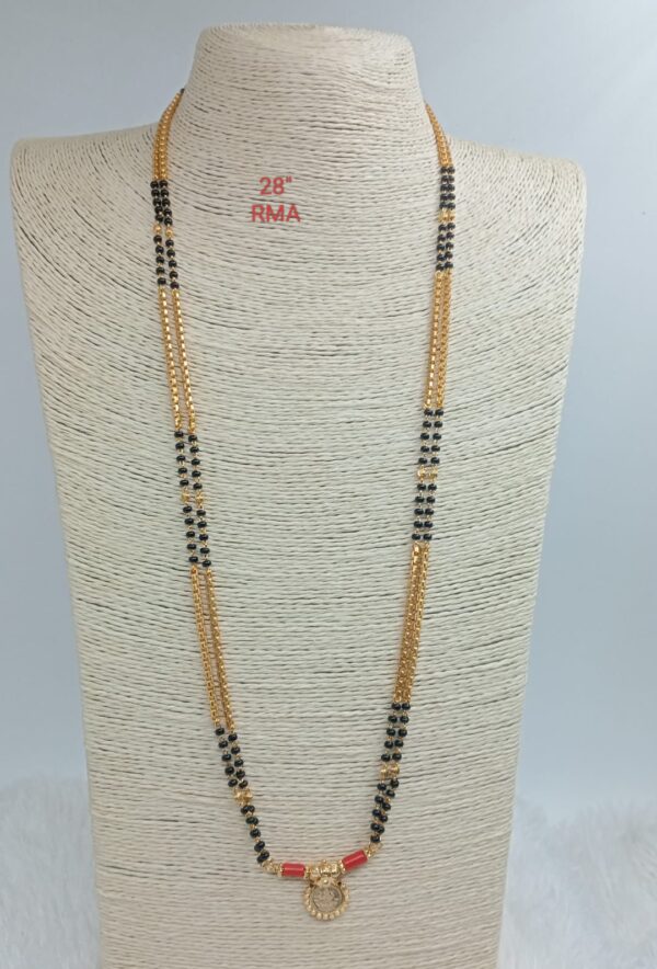 Premium quality One gram gold 28 inch double line Karimani with thali