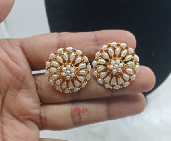 Premium quality One gram gold Big Size Pearl stud