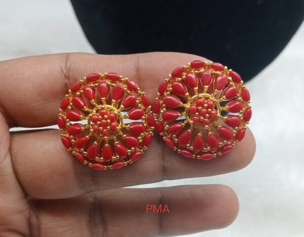 Premium quality One gram gold Big Size Coral studs