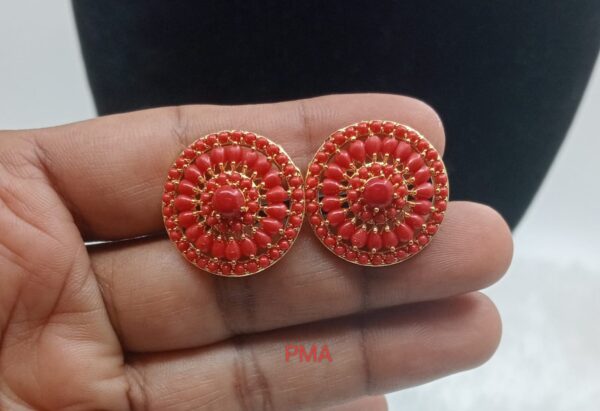 Premium quality One gram gold Big Size Coral stud